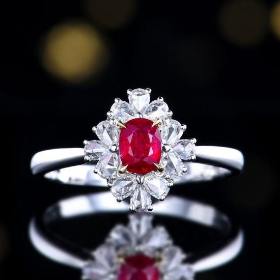 14k Gold 0.64 Ctw Natural Ruby & Diamond Ring