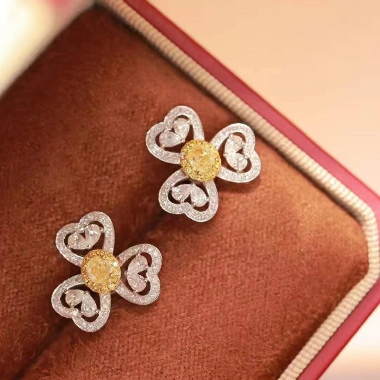 14k Gold 1.36 Ct Natural Color Diamond Earrings