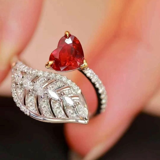 14k Gold 1.38 Ctw Natural Ruby & Diamond Ring