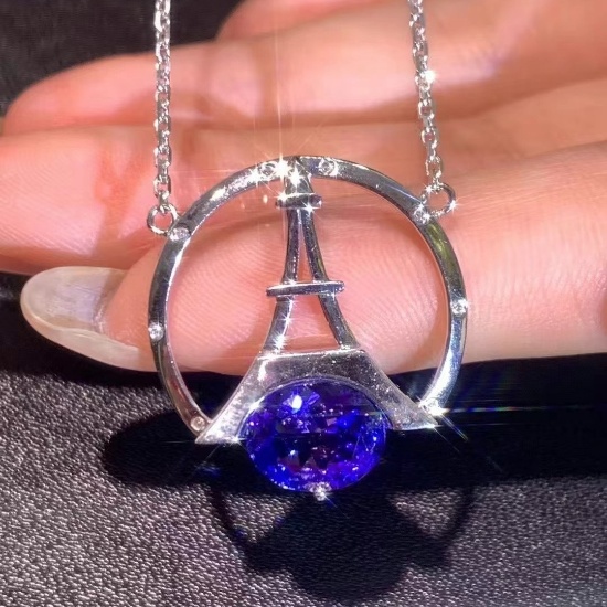 14k Gold 2.94 Ctw Natural Tanzanite & Diamond Necklace