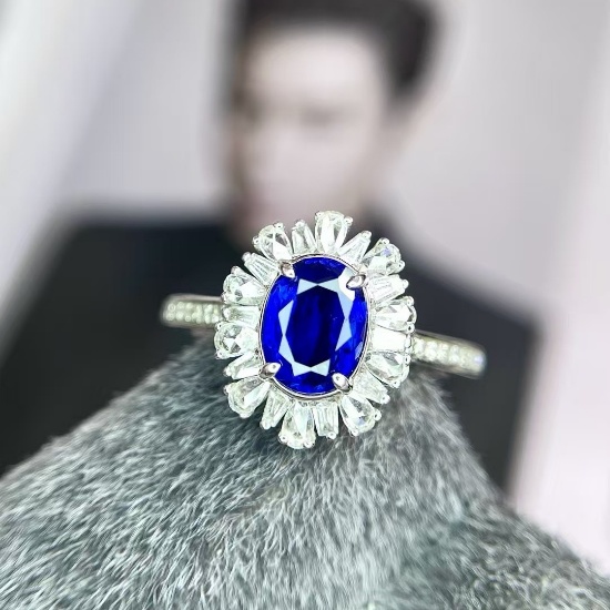 14k Gold 1.71 Ctw Natural Sapphire & Diamond Ring