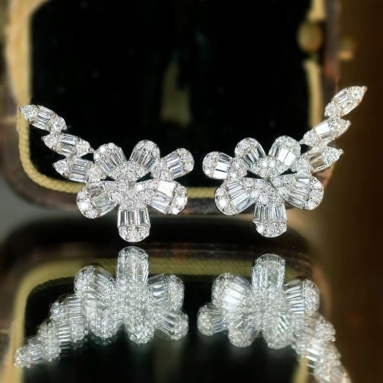 14k Gold 1.1 Ct Natural H Diamond Earrings