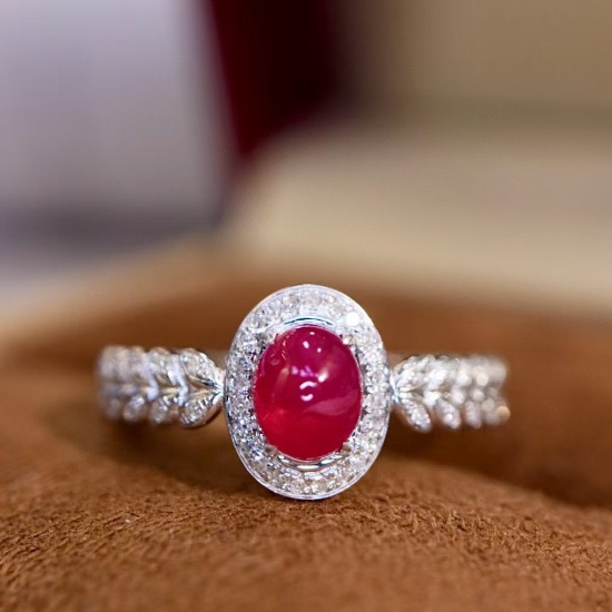 14k Gold 0.88 Ctw Natural Ruby & Diamond Ring