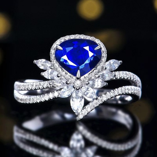 14k Gold 1.14 Ctw Natural Sapphire & Diamond Ring