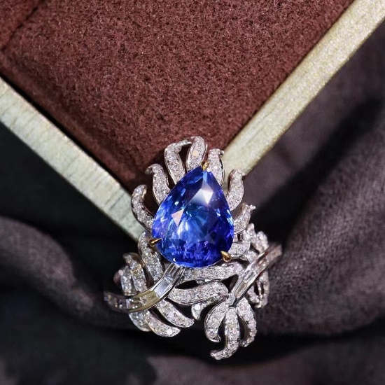 14k Gold 4.23 Ctw Natural Sapphire & Diamond Ring