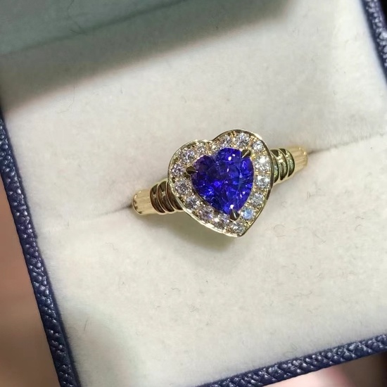 14k Gold 1.84 Ctw Natural Sapphire & Diamond Ring