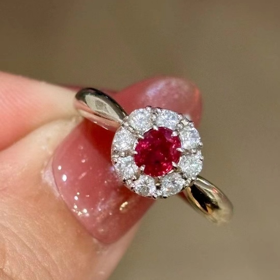 14k Gold 0.83 Ctw Natural Ruby & Diamond Ring