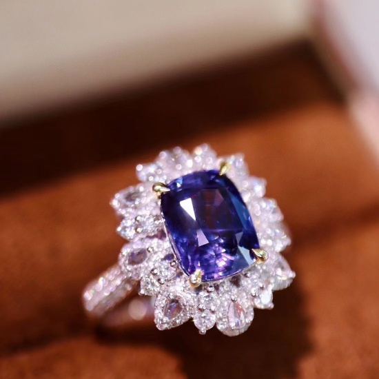 14k Gold 3.49 Ctw Natural Sapphire & Diamond Ring