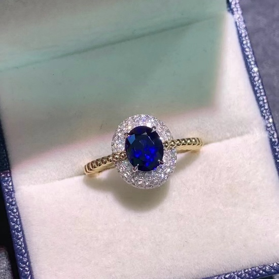 14k Gold 1.60 Ctw Natural Sapphire & Diamond Ring