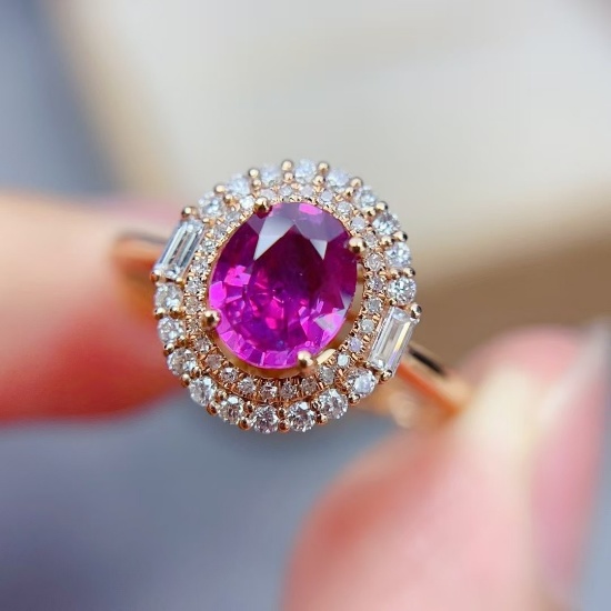 14k Gold 1.20 Ct Natural Ruby & Diamond Ring