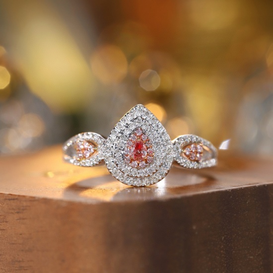 14k Gold 0.45 Ctw Natural Pink Diamond & Diamond Ring
