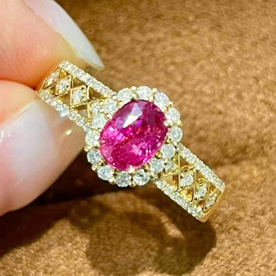 14k Gold 1.1 Ct Natural Ruby & Diamond Ring