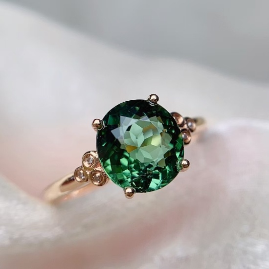14k Gold 1.85 Ct Natural Tourmaline & Diamond Ring