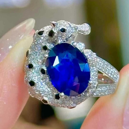 14k Gold 3.5 Ct Natural Sapphire & Diamond Ring