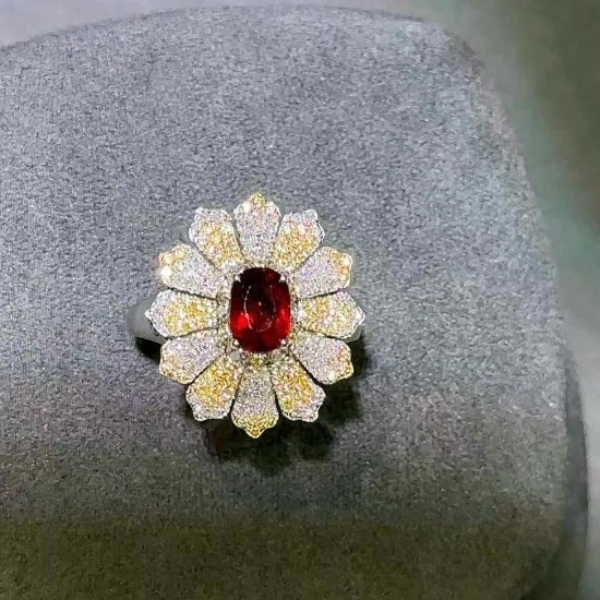 14k Gold 1.05 Ct Natural Ruby & Diamond Ring