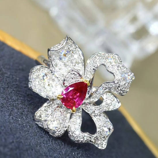 14k Gold 1.07 Ctw Natural Ruby & Diamond Ring