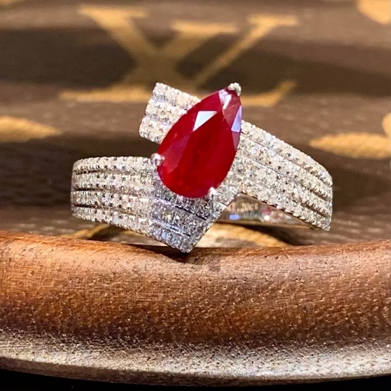 14k Gold 1.2 Ct Natural Ruby & Diamond Ring