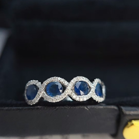 14k Gold 2.10 Ct Natural Sapphire & Diamond Ring