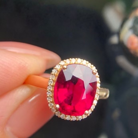 14k Gold 3.21 Ct Natural Tourmaline & Diamond Ring