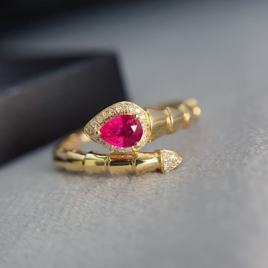 14k Gold 0.58 Ct Natural Ruby & Diamond Ring