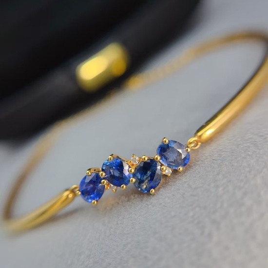 14k Gold 2.15 Ct Natural Sapphire & Diamond Bracelet
