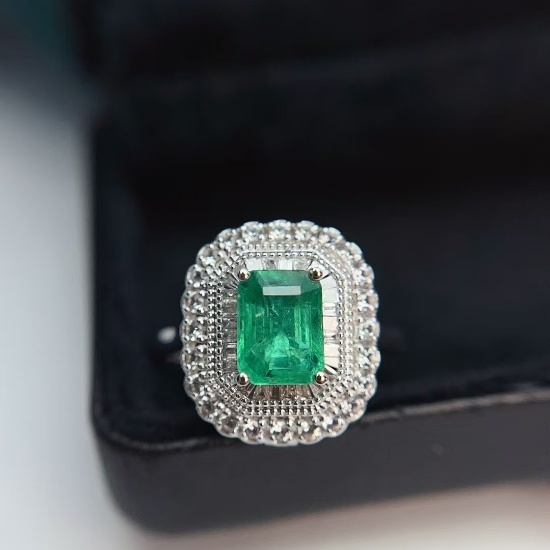 14k Gold 1.00 Ct Natural Emerald & Diamond & Sapphire Ring/pendant( Without Chain )