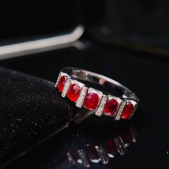 14k Gold 1.45 Ct Vivid Red Natural Ruby & Diamond Ring
