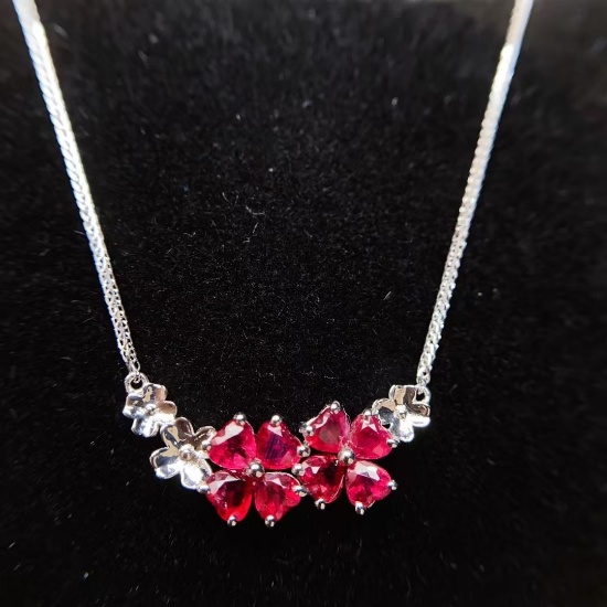 14k Gold 1.35 Ct Natural Ruby Necklace