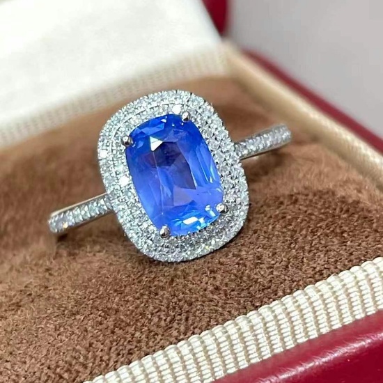 14k Gold 1.72 Ct Natural Sapphire & Diamond Ring
