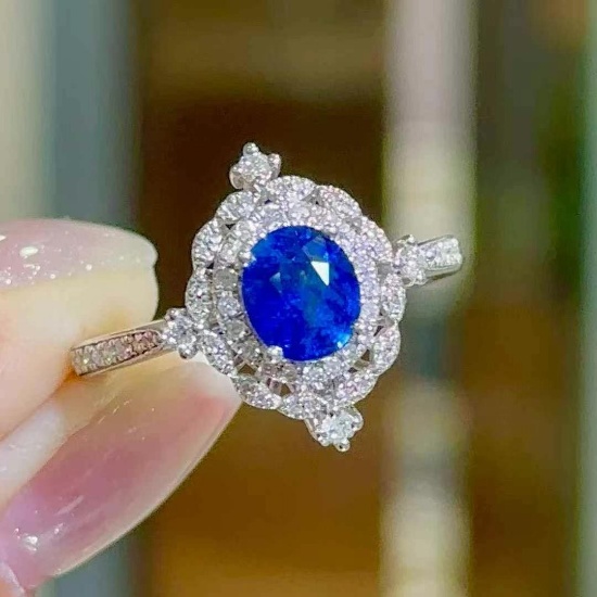 14k Gold 1.43 Ctw Natural Sapphire & Diamond Ring