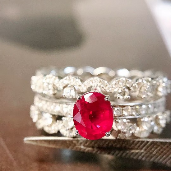 14k Gold 1.55 Ctw Natural Ruby & Diamond Ring