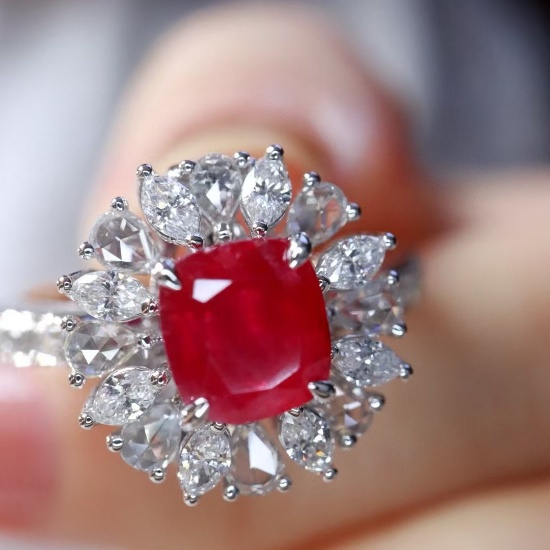 14k Gold 1.78 Ctw Natural Ruby & Diamond Ring