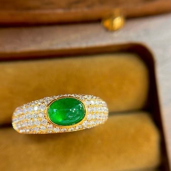 14k Gold 1.79 Ctw Vivid Green Natural Emerald & Diamond Ring