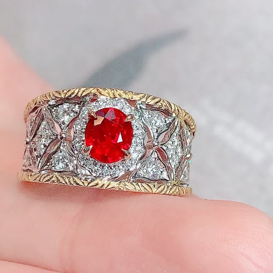 14k Gold 1.56 Ctw Natural Ruby & Diamond Ring