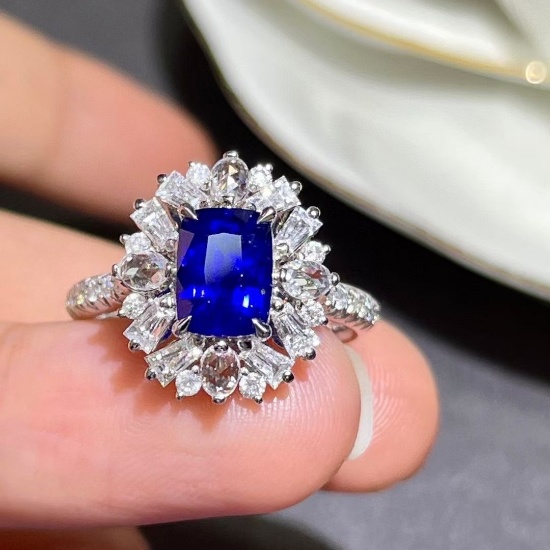 14k Gold 3.13 Ctw Natural Sapphire & Diamond Ring/pendant( Without Chain )