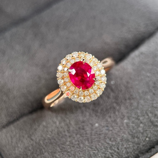 14k Gold 1.39 Ctw Natural Ruby & Diamond Ring