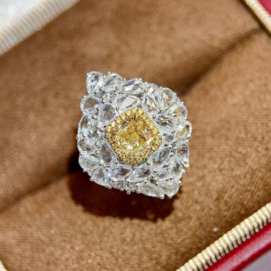 14k Gold 0.75 Ct Natural Yellow Diamond & Diamond & Yellow Diamond Ring/pendant( Without Chain )