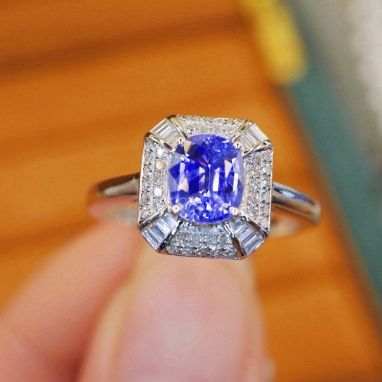 14k Gold 1.29 Ctw Natural Sapphire & Diamond Ring