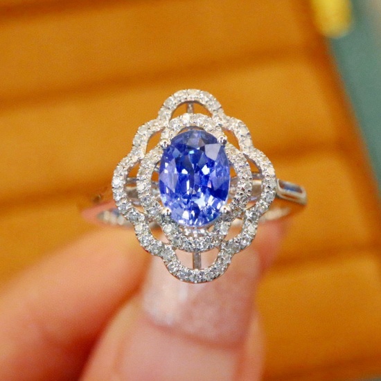 14k Gold 1.35 Ctw Natural Sapphire & Diamond Ring