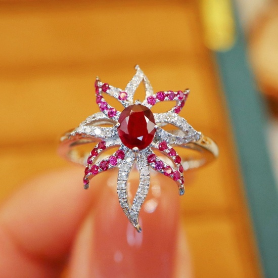 14k Gold 0.58 Ctw Natural Ruby & Diamond Ring