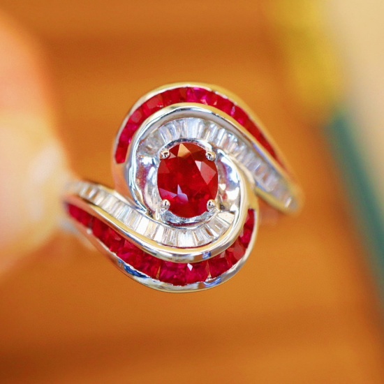 14k Gold 0.77 Ctw Natural Ruby & Diamond Ring