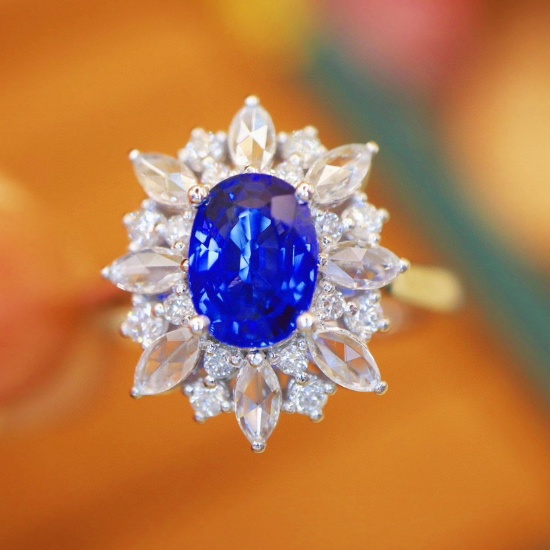 14k Gold 1.85 Ctw Natural Sapphire & Diamond Ring