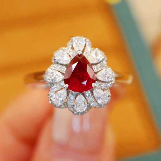 14k Gold 1.13 Ctw Natural Ruby & Diamond Ring/pendant( Without Chain )