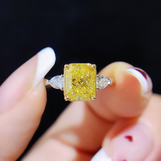 14k Gold 2.37 Ctw Natural Yellow Diamond & Diamond Ring