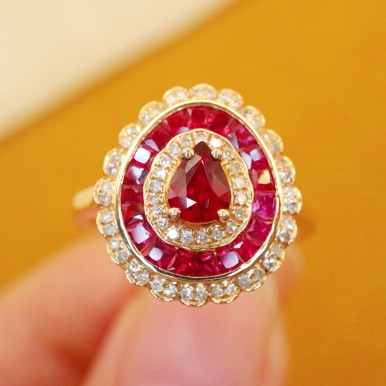 14k Gold 0.61 Ctw Natural Ruby & Diamond Ring