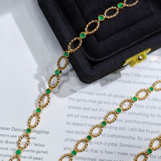 14k Gold 1.5 Ct Natural Emerald & Diamond Bracelet