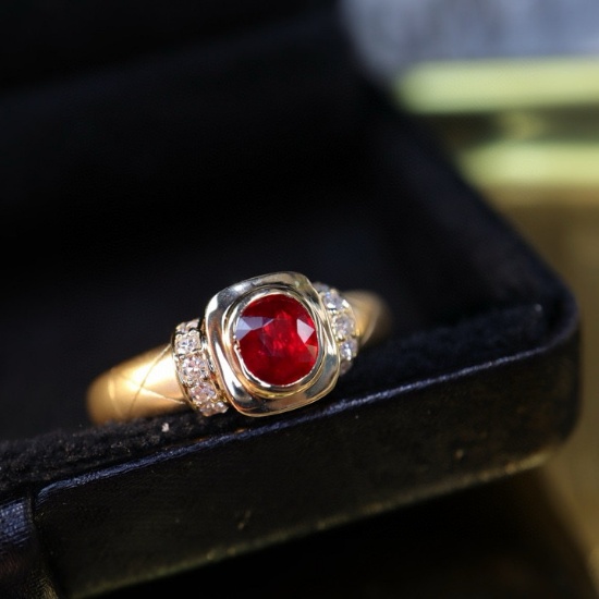 14k Gold 0.75 Ctw Natural Ruby & Diamond Ring