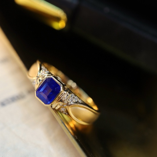 14k Gold 0.87 Ctw Natural Sapphire & Diamond Ring
