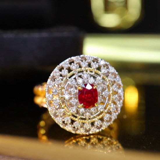 14k Gold 0.92 Ctw Natural Ruby & Diamond Ring