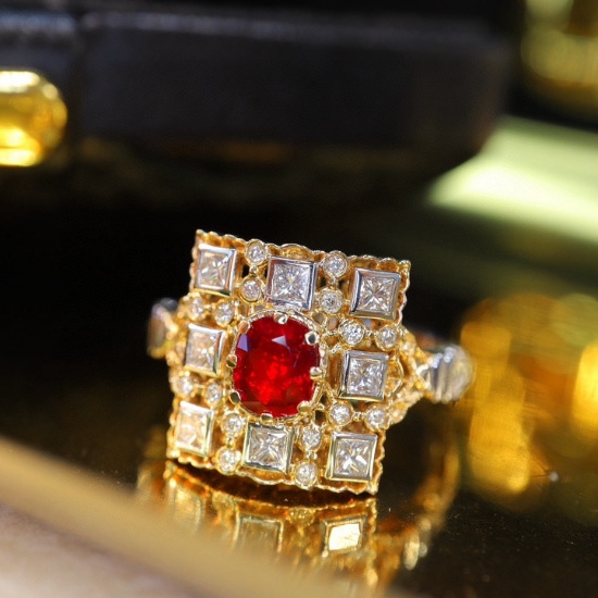 14k Gold 1.07 Ctw Natural Ruby & Diamond Ring